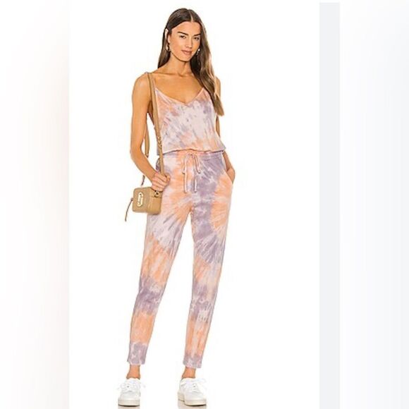 Wildfox jumpsuit Womens size small zoe tie dye in solar wash Cotton Boho Lounge - Picture 1 of 13